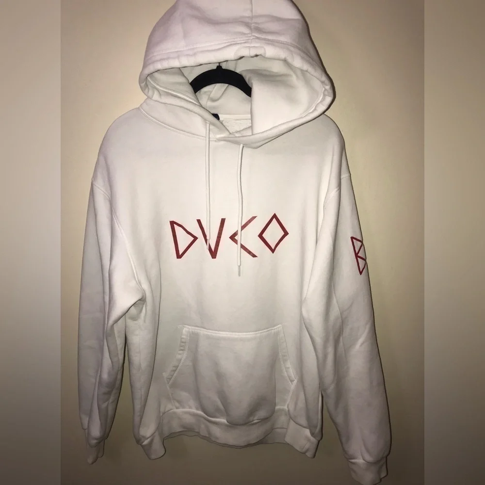 DIVIDED Mens Cotton Blend Soft White Printed Graphic Hoodie Sweatshirt Size M